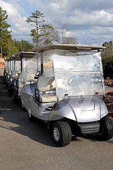 Row of Electric Golf Carts