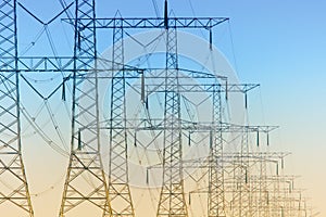 Row of electricity pylons