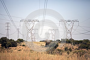 A row of electricity pylons