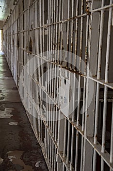 Row of empty cells in old prison