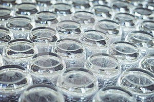 Row of empty drinking glass in the restaurant