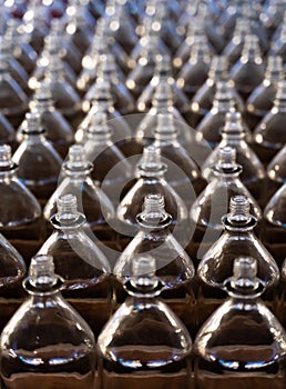 Row of empty glass bottles