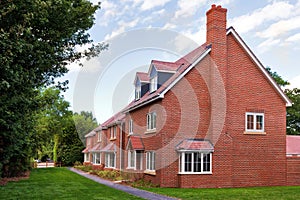 Row of empty new houses photo