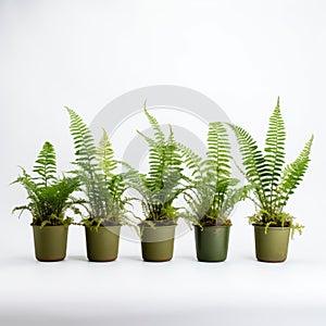 Row Of Fern Plants In Pots: American Studio Craft Movement Inspired