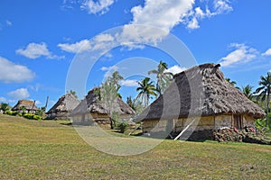 A row of Fijian bure in Navala, a village in the Ba Highlands of northern central Viti Levu, Fiji