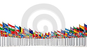 A row of flags of different countries on a white background