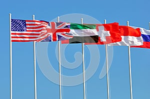 Row of flags of various countries