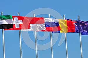 Row of flags of various countries