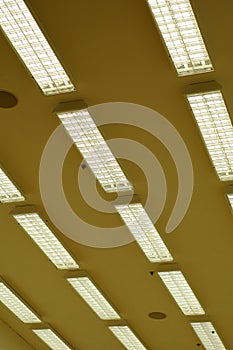 Row of fluorescent lamps