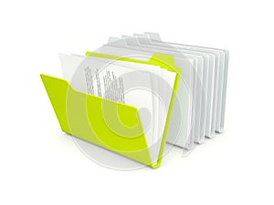 Row of folders with different green one