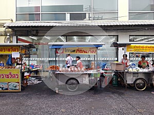 Row of food stall in asia