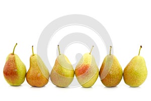 Row of fresh `Forelle` pears