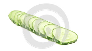 Row of fresh slices cucumber