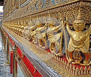 Row of Garuda as a Wall of Grand Temple of Thailand