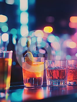 Row of glasses filled with drinks