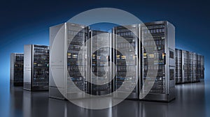 Server Room Data Center - Network Equipment Racks in Technology Environment