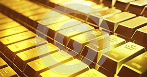 Row of gold bars as loop animation.