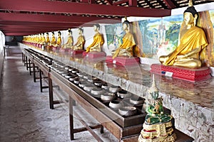 Row Of Golden Buddha Images In Thailand