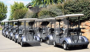 Row of golf carts or buggies