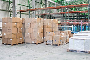 A row of goods on warehouse area
