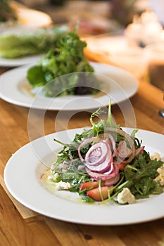 Row of gourmet salads