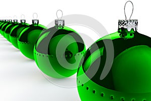 Row of Green Christmas Baubles