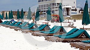 Row of green lounge chairs