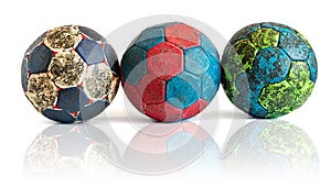 Row of Handball Balls with Reflection