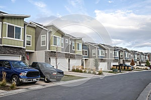 Row of houses along the street inside a subdivision