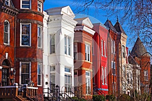 Row houses of Mount Vernon Square in Washington DC.