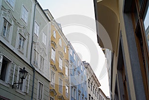 A Row of Houses in the Old Town of Linz, Austria