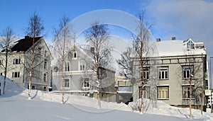Row of Houses in Snow