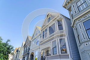 Row houses with victorian facade exterior in San Francisco, California