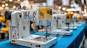 Row of industrial sewing machines