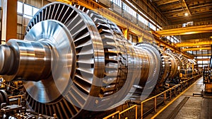 Row of Jet Engines in Factory Workshop