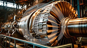 Row of Jet Engines in Factory Workshop