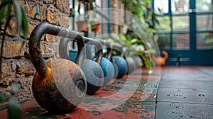 Row of Kettles on Counter