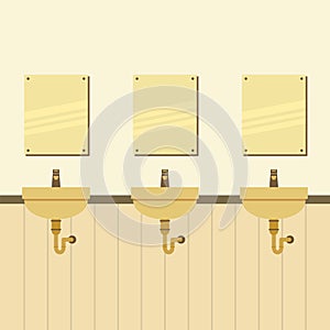 Row Of Lavatories With Mirrors