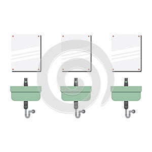 Row Of Lavatories With Mirrors