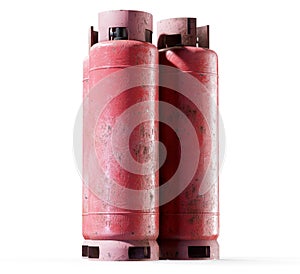 Row of liquefied propane industrial gas containers 3d render