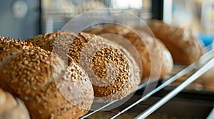 Row of Loaves of Bread on Rack