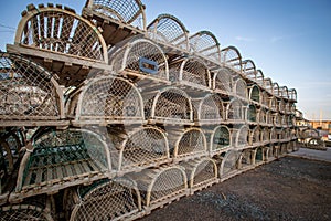 Row of lobster traps in Prince Edward Island