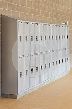 A row of lockers in a high School.