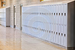 A row of lockers in a high School.