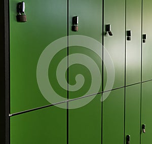 Row of lockers for schoolchildren in the school corridor