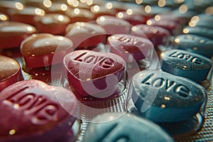 A Row of Love Pills Spelling Love