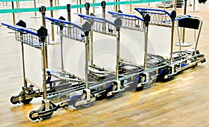 Row of luggage carts