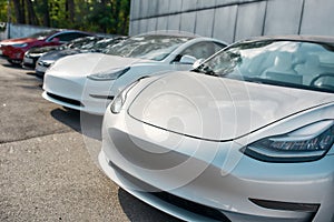 Row of luxury cars for sell