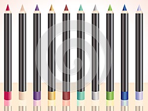 Row of make up pencils