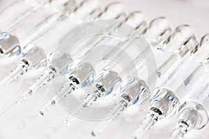 Row of medical ampoules